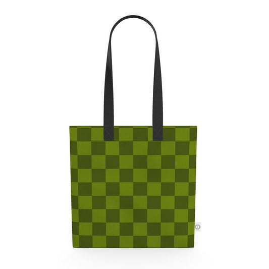 Olive Green Checker Canvas Tote Bag